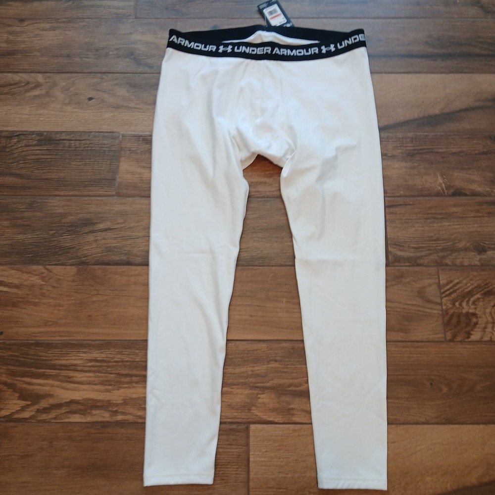 Under Armour ColdGear Leggings Mens 3XL White Compression Base Layer Football